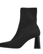 Square-Toe Knit Ankle Boots