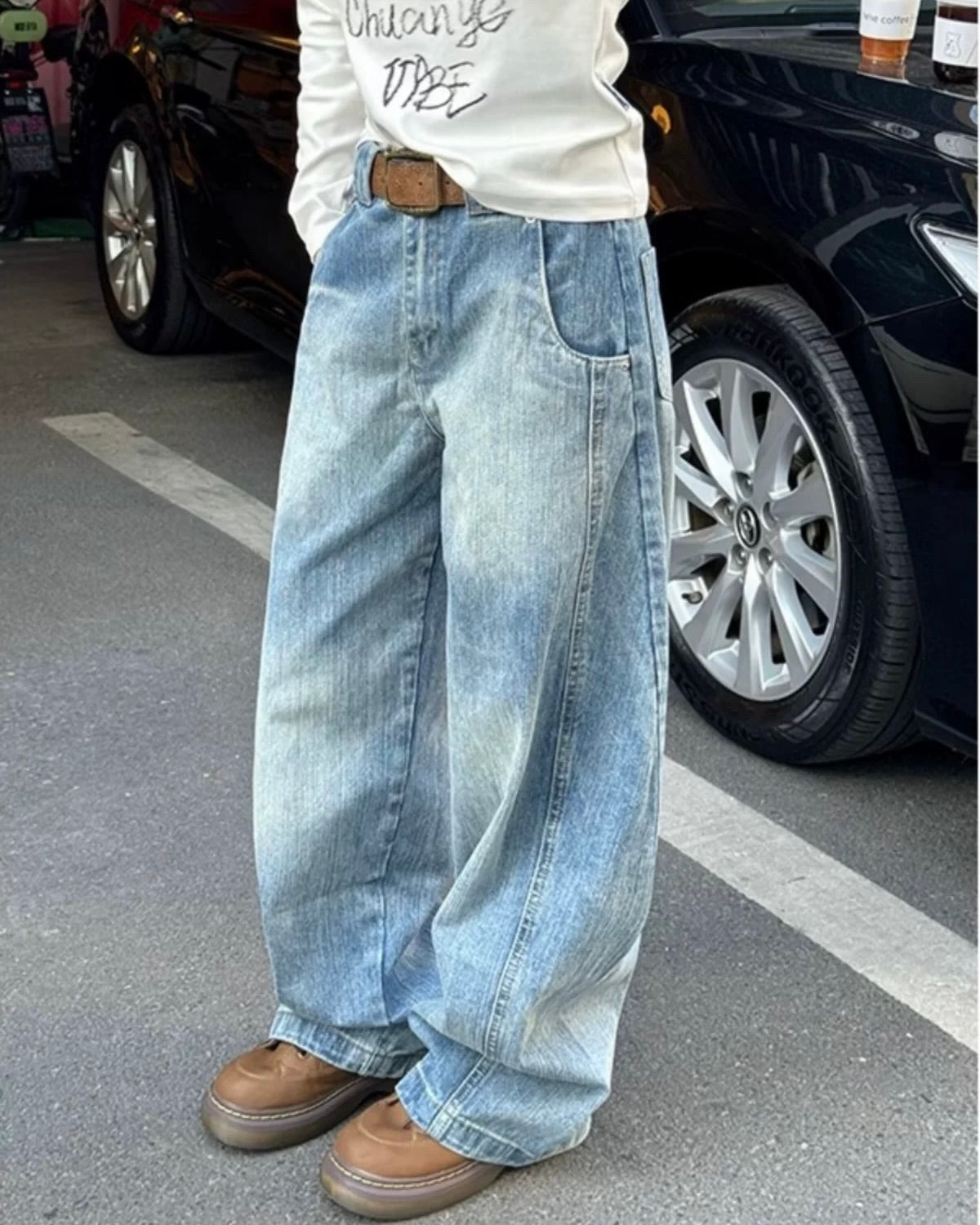 Vintage Wash Baggy Jeans