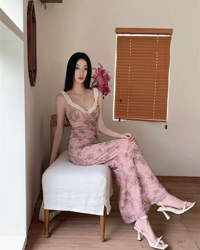 Pink floral summer dress 🌸