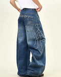Grunge Embroidery Baggy Jeans
