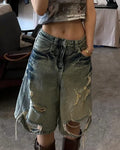 Vintage wash ripped jorts 🤍