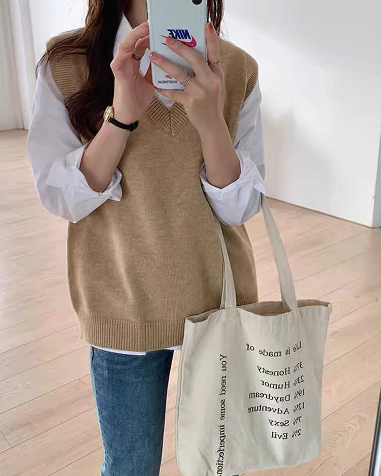 V-Neck Knit Vest