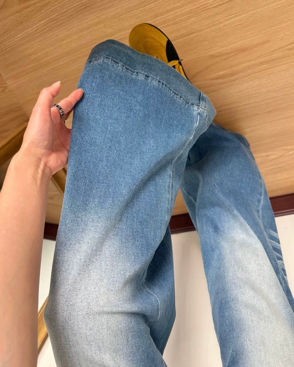 Vintage Wash Wide Leg Jeans