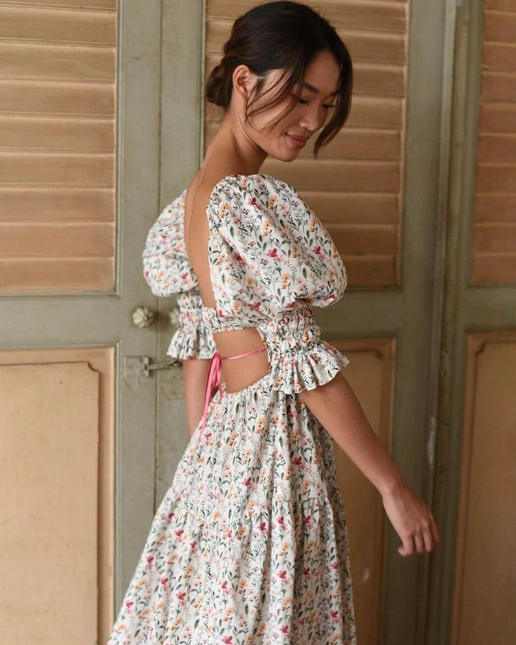 Floral Open Back Maxi Dress