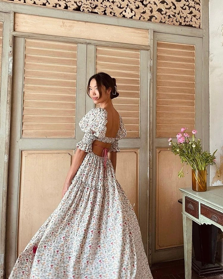 Floral Open Back Maxi Dress