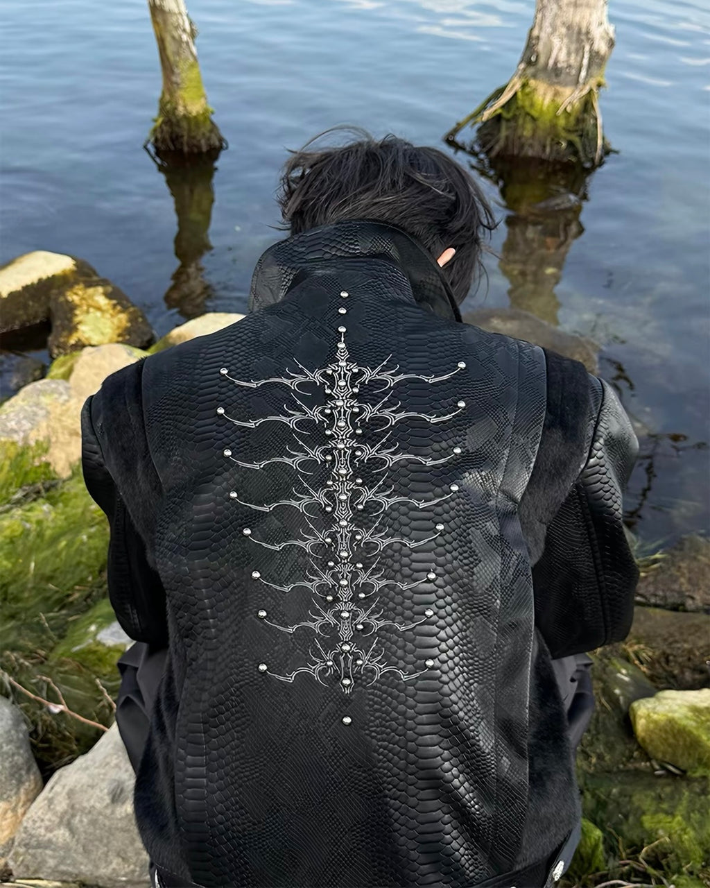 Snake Texture Embroidered Jacket