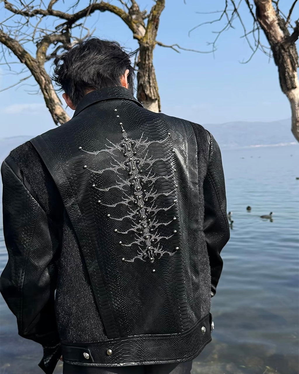 Snake Texture Embroidered Jacket