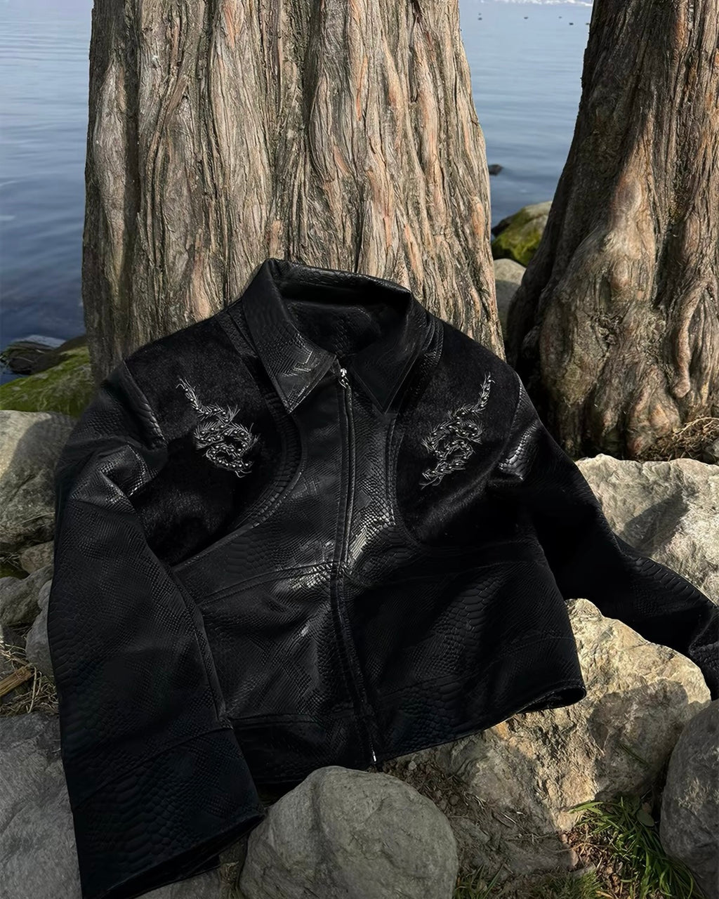 Snake Texture Embroidered Jacket