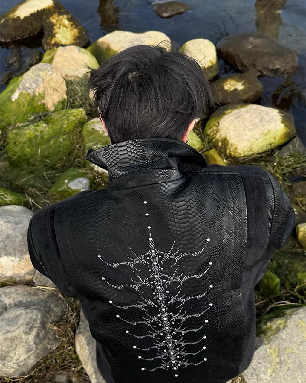 Snake Texture Embroidered Jacket