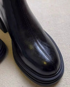 Glossy Black Ankle Boots