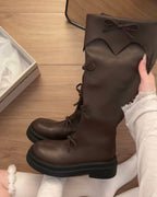 Ribbon Knee-High Boots