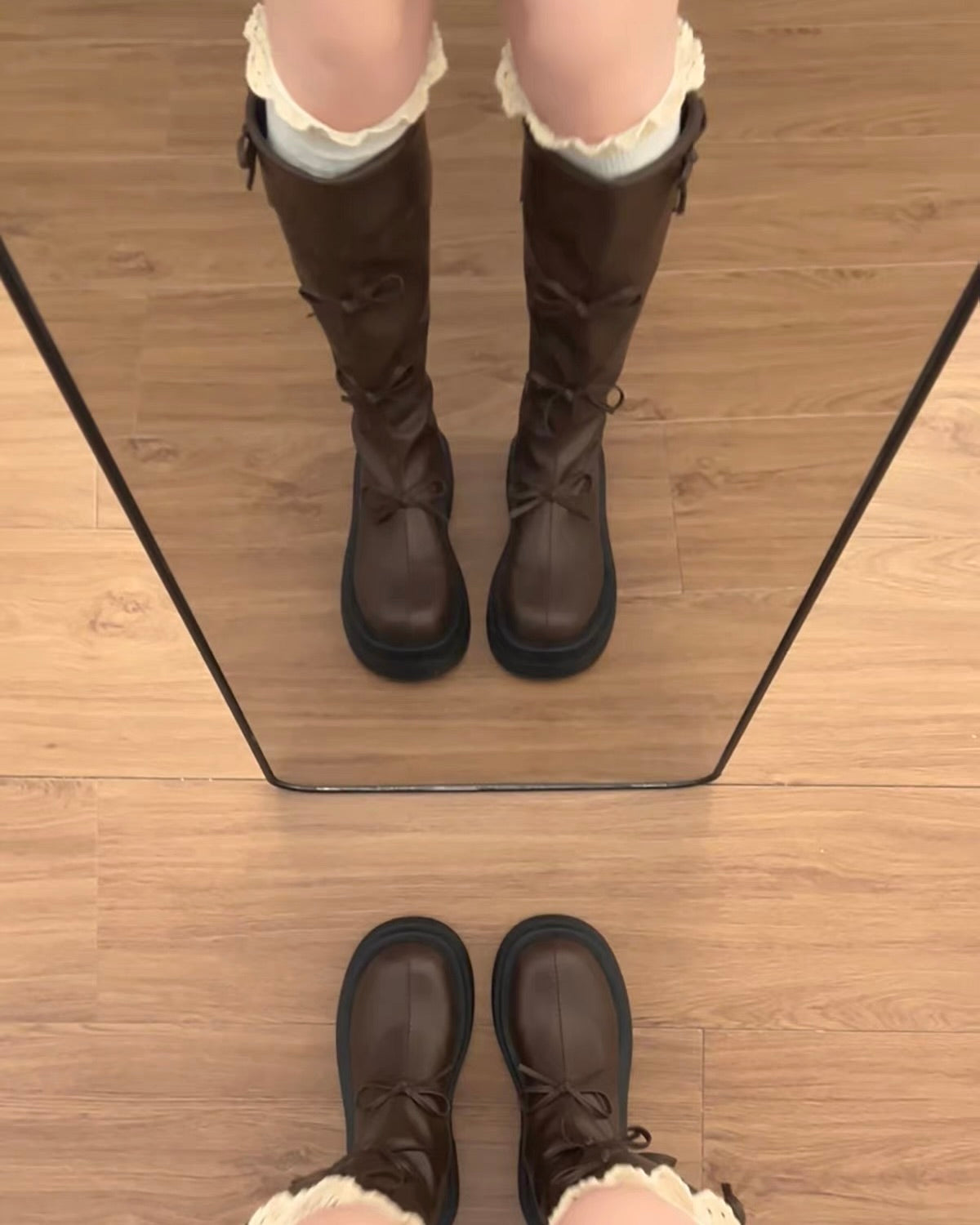 Ribbon Knee-High Boots