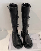 Ribbon Knee-High Boots