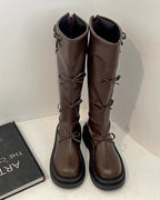 Ribbon Knee-High Boots