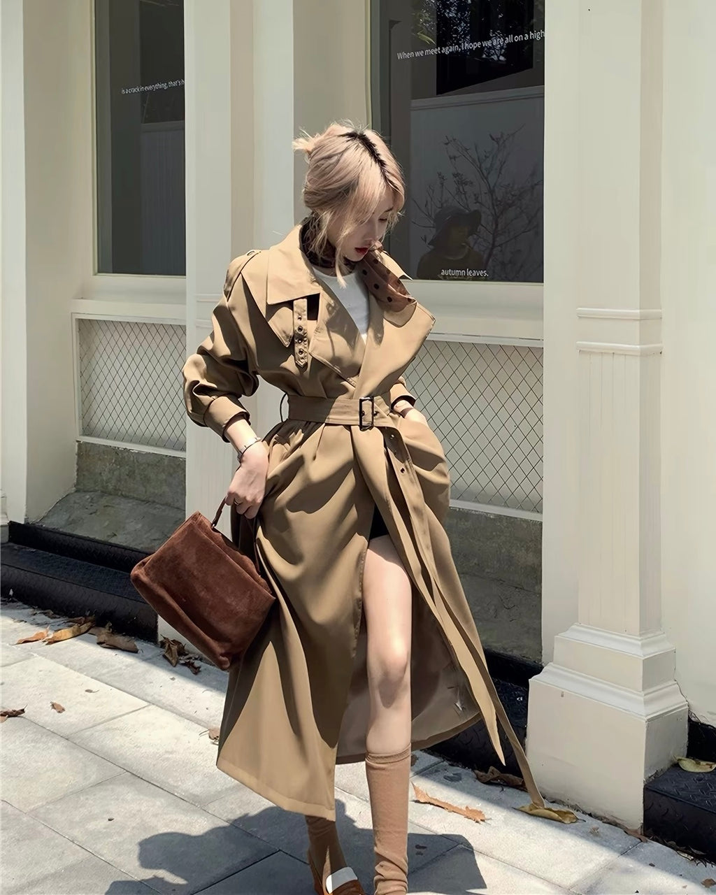 Belted Long Trench Coat