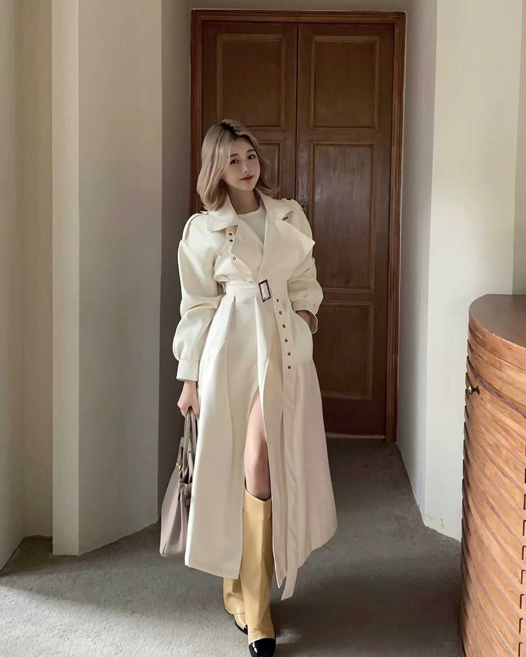 Belted Long Trench Coat