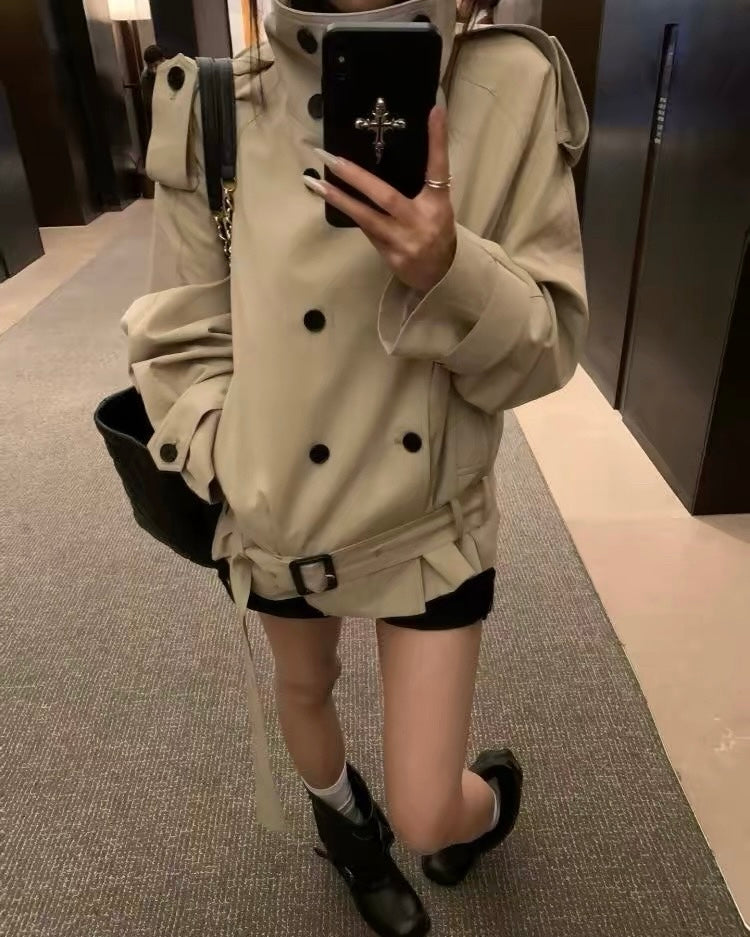 Belted Double-Breasted Trench Jacket