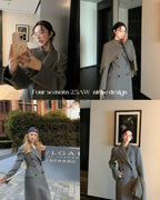 Double-Breasted Wool Blend Long Coat