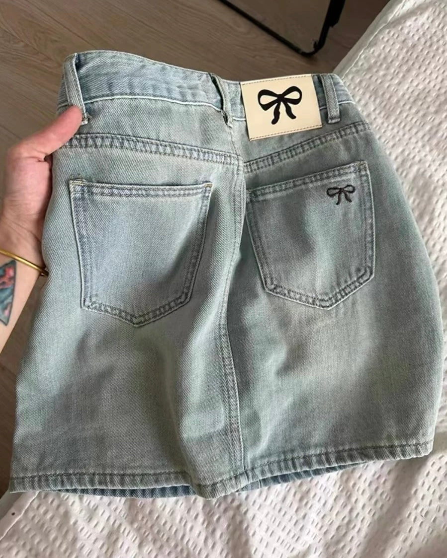 🎀 Denim mini skirt