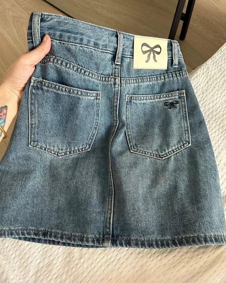 🎀 Denim mini skirt