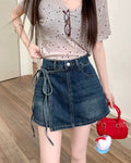 🎀 Ribbon wrap denim skort