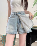 🎀 Ribbon wrap denim skort