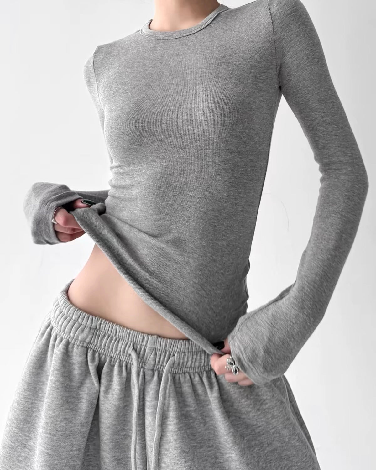 Fitted Long-Sleeve Basic Top