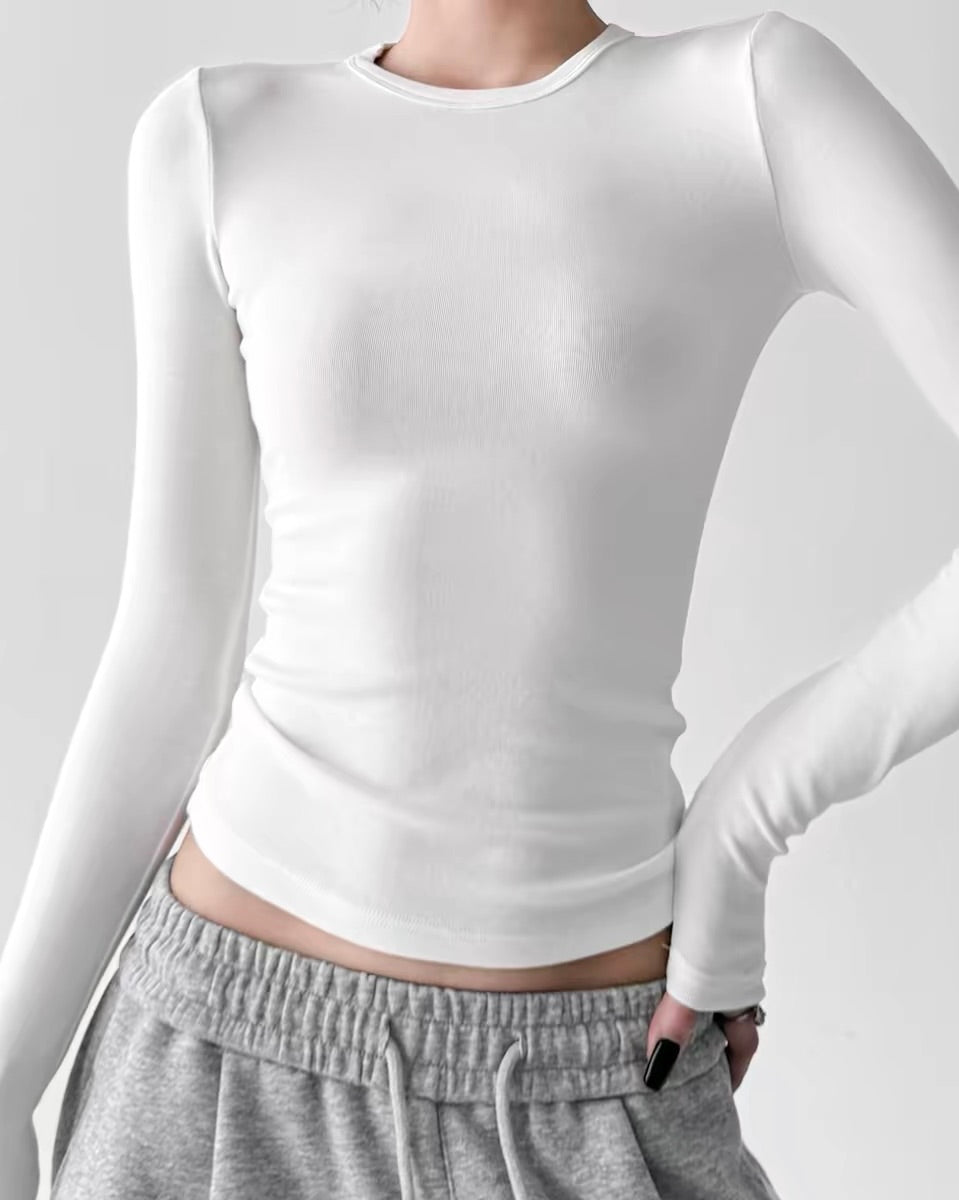 Fitted Long-Sleeve Basic Top