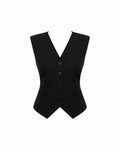 Tailored V-Neck Button Vest