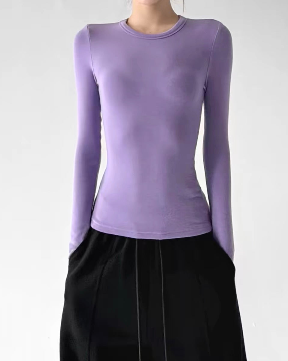 Fitted Long-Sleeve Basic Top