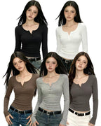 Fitted Ribbed Long-Sleeve Top