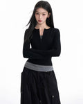Fitted Zip-Up Long-Sleeve Top