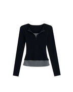 Fitted Zip-Up Long-Sleeve Top