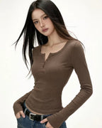 Fitted Ribbed Long-Sleeve Top