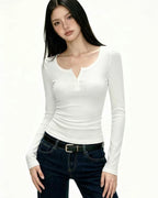 Fitted Ribbed Long-Sleeve Top