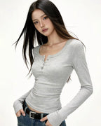 Fitted Ribbed Long-Sleeve Top