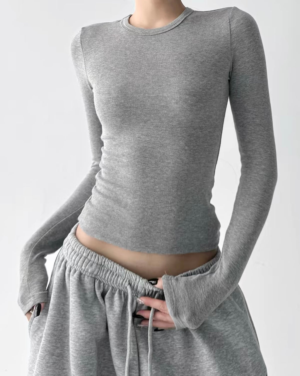 Fitted Long-Sleeve Basic Top