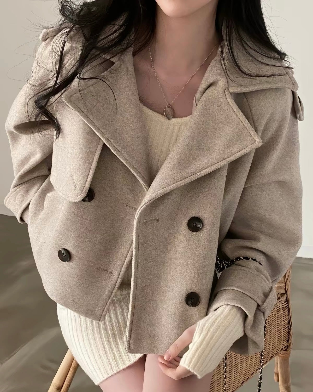 Double-Breasted Cropped Jacket