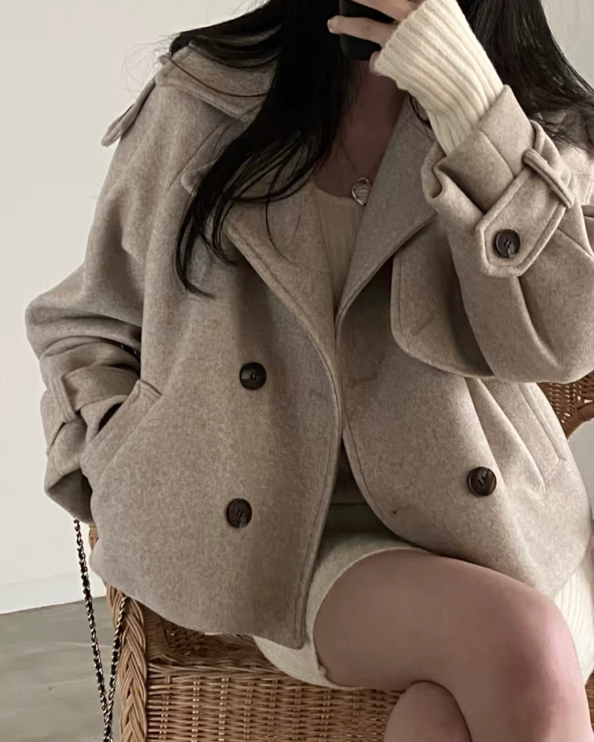Double-Breasted Cropped Jacket