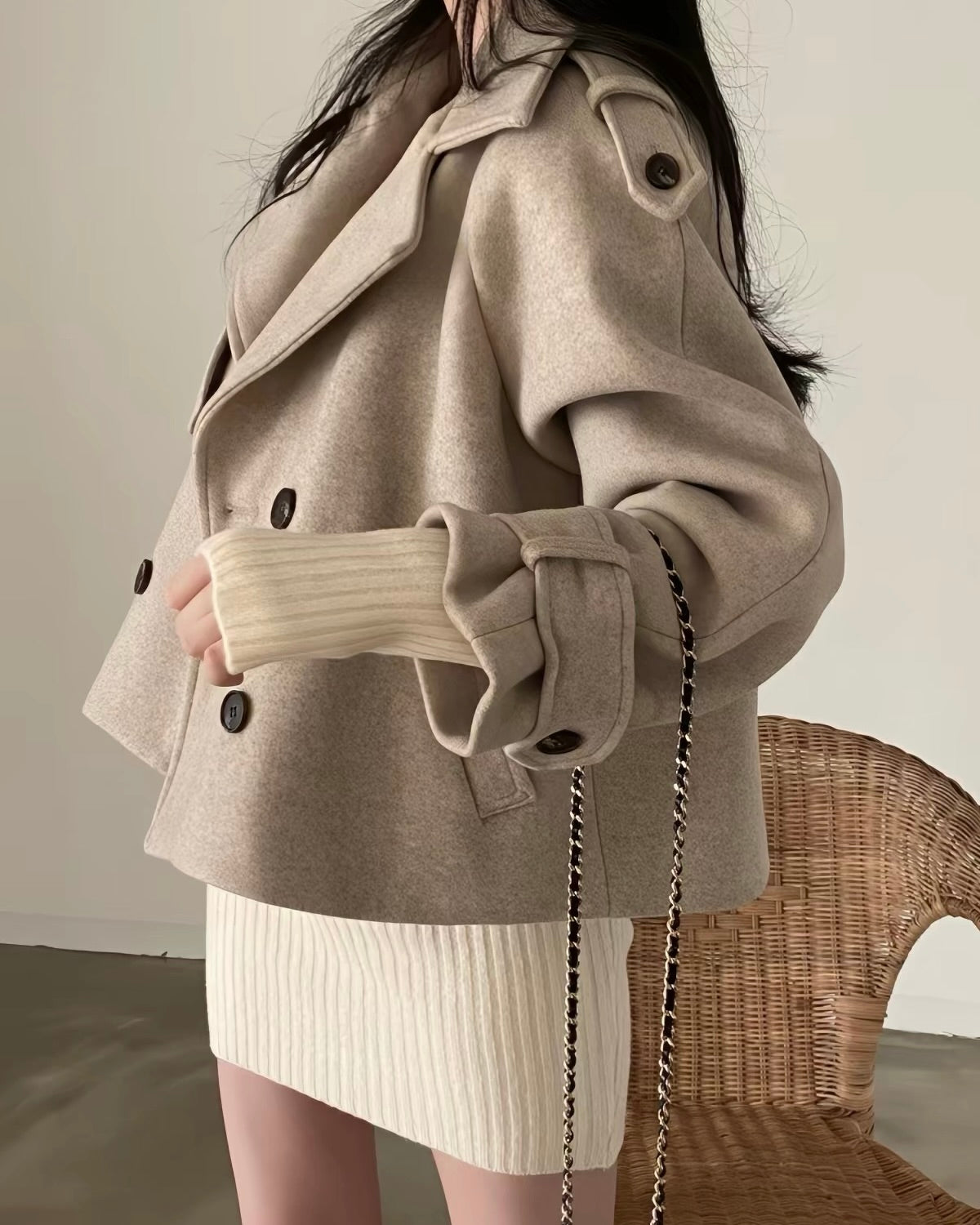 Double-Breasted Cropped Jacket