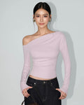 One Shoulder Slim Fit Long Sleeve Top