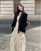 Polka Dot Scarf Blazer