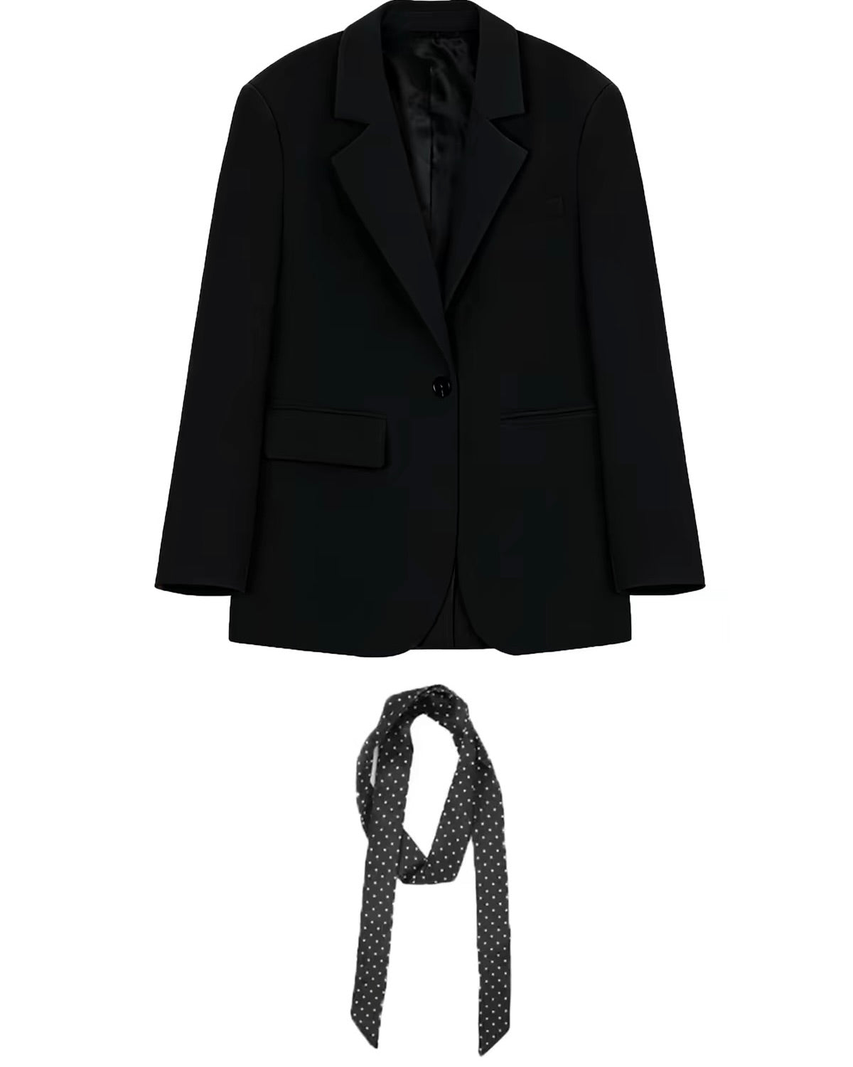 Polka Dot Scarf Blazer