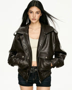 🤎 Vintage aviator leather jacket vibes
