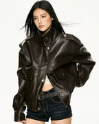 🤎 Vintage aviator leather jacket vibes