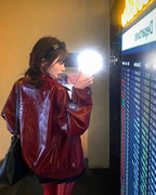 Vintage Wine Red Leather Jacket