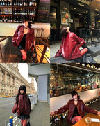 Vintage Wine Red Leather Jacket