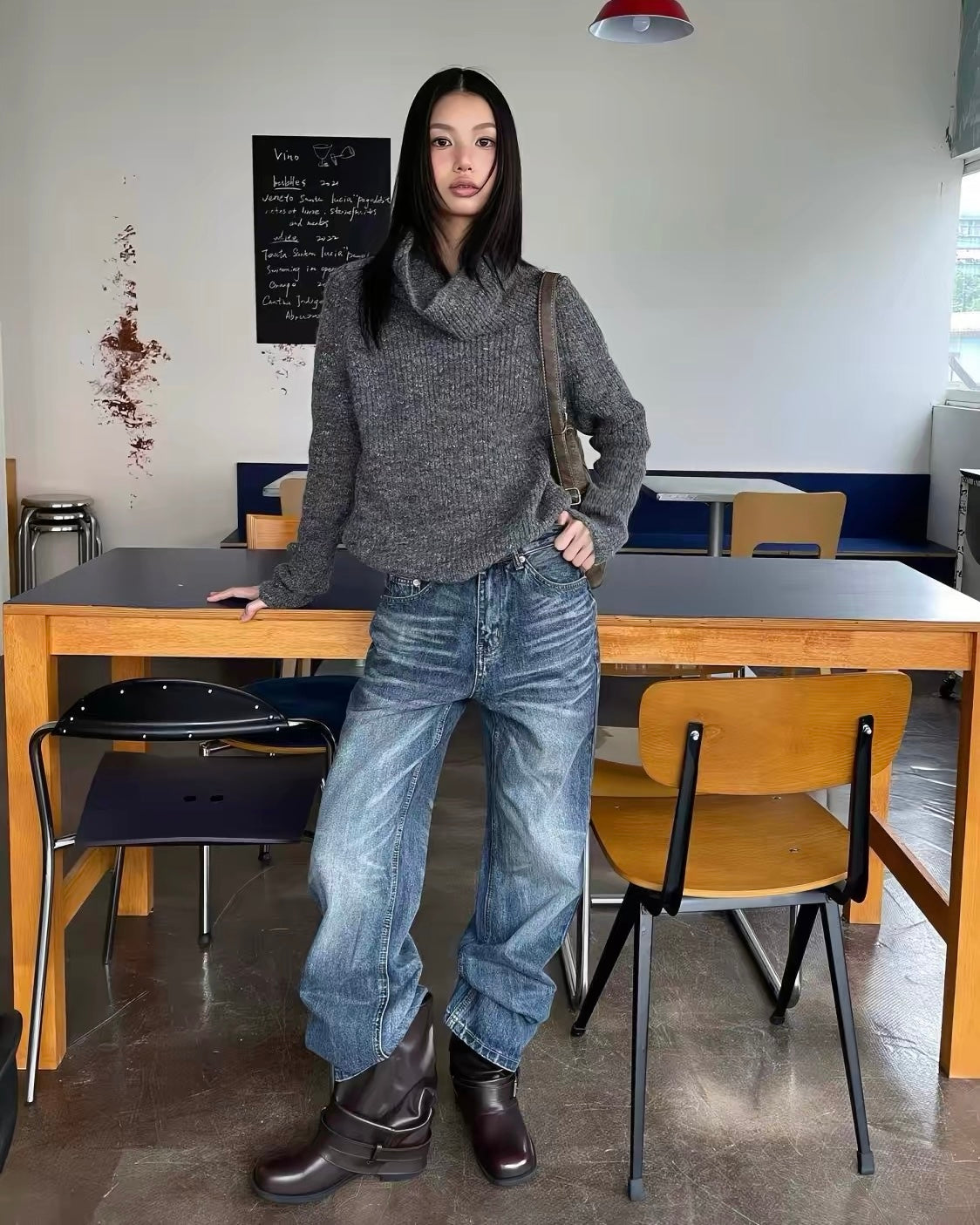 Vintage Washed Wide-Leg Jeans