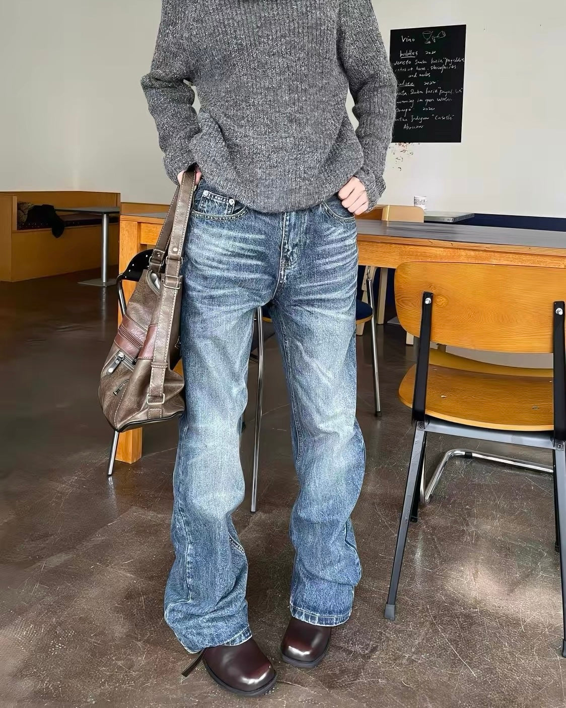 Vintage Washed Wide-Leg Jeans