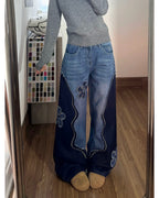 Flower Patchwork Baggy Jeans 🌼